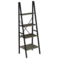 Lavish Home 4-Tier Ladder Bookshelf – Freestanding Industrial Style Wooden Shelving, Gray/Black -Furniture Store GUEST 0328bd66 b50e 408f 9d1f 489f8a7bdb27
