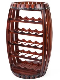 Vintiquewise Rustic Barrel Shaped Wooden Wine Rack For 23 Bottles -Furniture Store GUEST 0340933b 48a1 4a32 90a6 034dcb2d8408