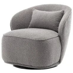 Boucle Upholstered Swivel Barrel Chair - Kinwell -Furniture Store GUEST 044c6a75 2dc1 43e5 a6fd dde6f17d8282