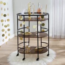 Honey-Can-Do 3 Tier Oval Bar Cart Walnut -Furniture Store GUEST 04650eb1 ab13 4700 82ae e30339940514