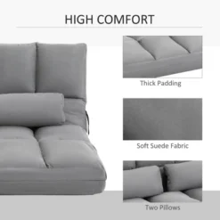 HOMCOM Convertible Floor Sofa Chair, Folding Couch Bed, Guest Chaise Lounge With 2 Pillows, Adjustable Backrest And Headrest -Furniture Store GUEST 04cff9ee 5d56 4ad1 8554 f765e6e35597
