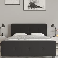 Merrick Lane Platform Bed Contemporary Tufted Upholstered Platform Bed With Footboard