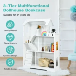Costway 3-Tier Wooden Dollhouse Bookcase Children's Bookshelf In Kid's Room Gift For 3+ 13 Costway 3-Tier Wooden Dollhouse Bookcase Children's Bookshelf In Kid's Room Gift For 3+ -Furniture Store GUEST 0855e111 b8b7 43bb a838 a24a56b91f6e