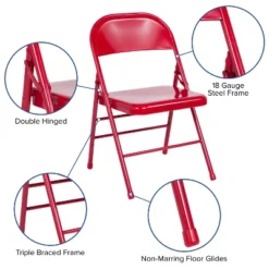 Emma And Oliver 4 Pack Triple Braced & Double Hinged Metal Folding Chair -Furniture Store GUEST 0860b896 f299 4e30 9adc fe4d9d3d4d75