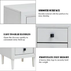 Costway Nightstand End Bedside Coffee Table Wooden Leg Storage Drawers White -Furniture Store GUEST 088bc481 80a0 4578 9eaf a9dcd03561c2