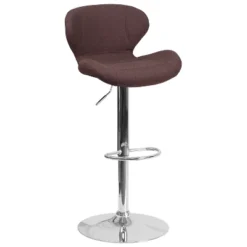 Merrick Lane Adjustable Height Barstool Contemporary Bar Height Stool With Curved Back And Metal Base With Footrest -Furniture Store GUEST 0895597c 2629 495c a897 6b64efeec709