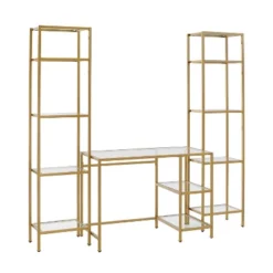 3pc Aimee Desk And Etagere Set Soft Gold - Crosley 15 3pc Aimee Desk And Etagere Set Soft Gold - Crosley -Furniture Store GUEST 0951d268 4eee 47b7 ab54 83e00409f6f3