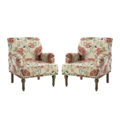 Set Of 2 Reggio Traditional Wooden Upholstered Armchair With Floral Patterns And Nailhead Trim | ARTFUL LIVING DESIGN 26 Set Of 2 Reggio Traditional Wooden Upholstered Armchair With Floral Patterns And Nailhead Trim | ARTFUL LIVING DESIGN -Furniture Store GUEST 09baa3da c829 4229 a4d5 f2d67730f210