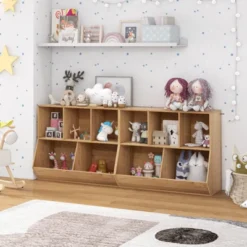 Costway 5-Cubby Kids Toy Storage Organizer Wooden Bookshelf Display Cabinet Natural/White -Furniture Store GUEST 0a886c61 4748 4e18 b4dd e29b8be8d04d