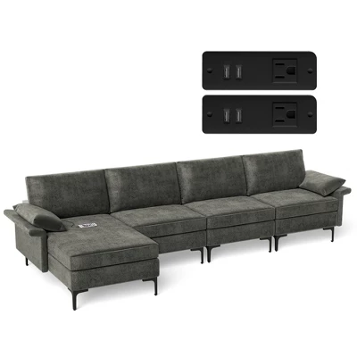 Costway Modern Modular L-shaped Sectional Sofa W/ Reversible Chaise & 4 USB Ports 13 Costway Modern Modular L-shaped Sectional Sofa W/ Reversible Chaise & 4 USB Ports - Image 11