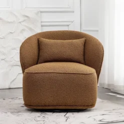 Boucle Upholstered Swivel Barrel Chair - Kinwell -Furniture Store GUEST 0d4c958a 4b6e 4236 b037 846ba9707ae3
