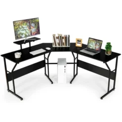 Costway 88.5'' L Shaped Reversible Computer Desk 2 Person Long Table Monitor Stand -Furniture Store GUEST 0e621daa ca95 449d 8ccb 92665ab518fa