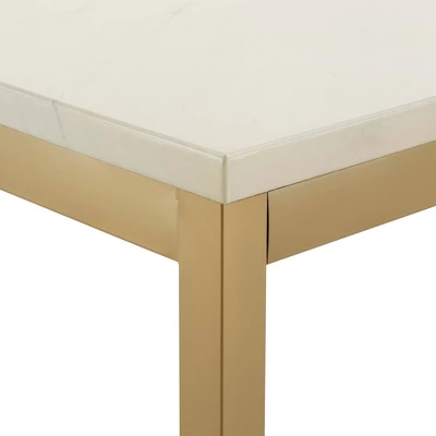 Devoe Faux Marble Top And Metal Base Dining Table White/Gold - Inspire Q 7 Devoe Faux Marble Top And Metal Base Dining Table White/Gold - Inspire Q - Image 5
