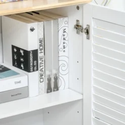 HOMCOM Storage Cabinet Kitchen Sideboard With Louvered Doors, Freestanding Floor Cabinet For Living Room, Hallway, White 9 HOMCOM Storage Cabinet Kitchen Sideboard With Louvered Doors, Freestanding Floor Cabinet For Living Room, Hallway, White -Furniture Store GUEST 1072dd63 470b 4f0e 9209 f199bd6ac2a3