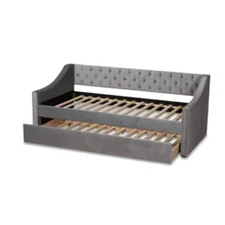 Raphael Velvet Fabric Upholstered Daybed With Trundle - Baxton Studio -Furniture Store GUEST 12316634 1c7b 4161 bb67 53b709478b03