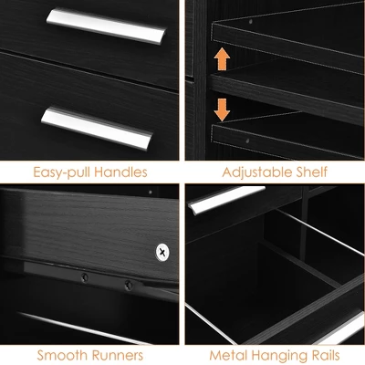 Costway 3-Drawer File Cabinet Mobile Lateral Cabinet Printer Stand EspressoBlack 11 Costway 3-Drawer File Cabinet Mobile Lateral Cabinet Printer Stand EspressoBlack - Image 9