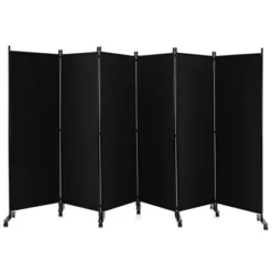 Costway 6-Panel Folding Room Divider 6FT Rolling Privacy Screen With Lockable Wheels Black/Brown/Grey/White -Furniture Store GUEST 13a9d4eb da14 48d3 9e93 a7301b32734a