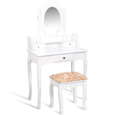 Costway Vanity Table Jewelry Makeup Desk Bench Dresser Stool White 9 Costway Vanity Table Jewelry Makeup Desk Bench Dresser Stool White - Image 7