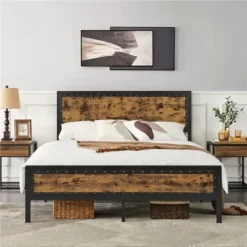 Yaheetech Industrial Metal Platform Bed With Wooden Headboard And Footboard -Furniture Store GUEST 13bc819a 0864 4eb2 a837 88380489c5d6
