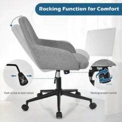 Costway Linen Accent Office Chair Adjustable Rolling Swivel Task Chair W/Armrest 13 Costway Linen Accent Office Chair Adjustable Rolling Swivel Task Chair W/Armrest -Furniture Store GUEST 1429f714 7280 4799 85ef 1b2bda97091e