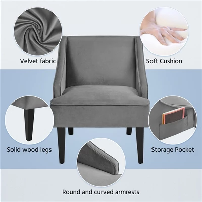 Yaheetech Modern Upholstered Armchair Velvet Accent Chair For Living Room Bedroom 5 Yaheetech Modern Upholstered Armchair Velvet Accent Chair For Living Room Bedroom - Image 3