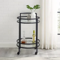 Bailey Round Bar Cart Matte Black - Crosley -Furniture Store GUEST 14cde284 928c 4a0b 87ba a6265d928285