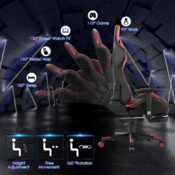 Costway Gaming Desk&Massage Gaming Chair Set W/ Footrest Monitor Shelf Power Strip Red -Furniture Store GUEST 154ed1b5 c23a 4562 a408 3770db42428a