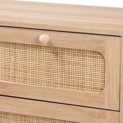 Elsbeth Wood And Natural Rattan 5 Drawer Storage Cabinet Oak Brown/Natural Brown - Baxton Studio -Furniture Store GUEST 162e6556 902e 471f b8d5 8c553870fb85