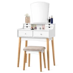 Costway Vanity Table 6 Dressing Table Cushioned Stool Makeup Table 19 Costway Vanity Table 6 Dressing Table Cushioned Stool Makeup Table -Furniture Store GUEST 177ea2b8 cef0 4787 9c85 d2dcc665a324