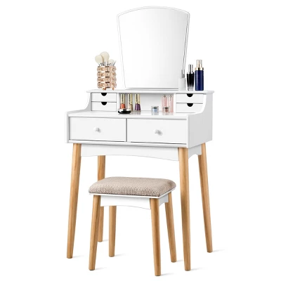 Costway Vanity Table 6 Dressing Table Cushioned Stool Makeup Table 11 Costway Vanity Table 6 Dressing Table Cushioned Stool Makeup Table - Image 9