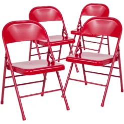 Emma And Oliver 4 Pack Triple Braced & Double Hinged Metal Folding Chair -Furniture Store GUEST 18569b51 d7b0 4176 b7f0 08be7672d468