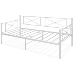Costway Twin Metal Daybed Frame With Slats Classic Mattress Foundation Bed Sofa WhiteBlack -Furniture Store GUEST 19c9d9f1 c0f6 4d60 8ce5 1caf2d6bb60e