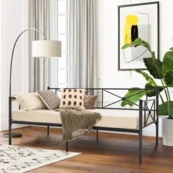 Costway Twin Metal Daybed Frame With Slats Classic Mattress Foundation Bed Sofa WhiteBlack -Furniture Store GUEST 1a8b2d62 4a85 4bef 8ad6 83e0d1399c72
