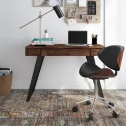 Mitchell Small Desk Distressed Charcoal Brown - WyndenHall