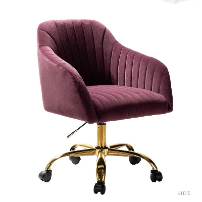 Alex Task Chair Velvet Upholstere Swivel Office Chair Desk Chair With Channel-tufted Back And Gold Metal Base| Karat Home 21 Alex Task Chair Velvet Upholstere Swivel Office Chair Desk Chair With Channel-tufted Back And Gold Metal Base| Karat Home - Image 19