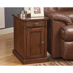 Laflorn Chairside End Side Table With USB Ports And Outlets Medium Brown - Signature Design By Ashley