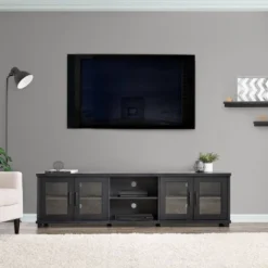 Fremont TV Stand For TVs Up To 95" With Glass Cabinets Black - CorLiving -Furniture Store GUEST 1efd06d0 6157 4510 9441 3392ce57bbc0