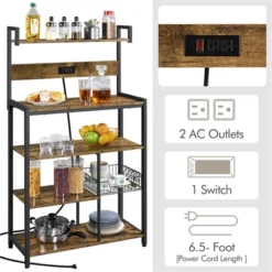 Yaheetech 5-Tier 56" H Baker’s Rack With Wire Basket & Power Outlets, Rustic Brown 12 Yaheetech 5-Tier 56" H Baker’s Rack With Wire Basket & Power Outlets, Rustic Brown -Furniture Store GUEST 200ccec3 1ded 4b9a bb41 b04f39866526