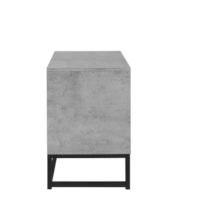 Modern Nightstand With Geometric Elements, Bedside Table With 2 Drawers, Cement Gray-ModernLuxe 11 Modern Nightstand With Geometric Elements, Bedside Table With 2 Drawers, Cement Gray-ModernLuxe - Image 9