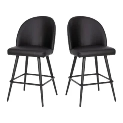 Merrick Lane Set Of 2 Modern Armless Counter Stools With Contoured Backs, Steel Frames, And Integrated Footrests -Furniture Store GUEST 2243eea2 165e 4580 b167 6819d5d49668