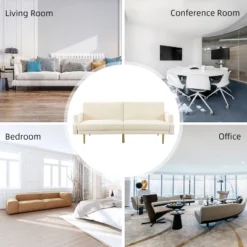 Lanna 76"Wide Vegan Leather Modern Style Convertible Futon Sofa Bed For Living Room Guest Bedroom | ARTFUL LIVING DESIGN -Furniture Store GUEST 22b210fb b3f2 4b5d 94bb 01e6aa4fff94