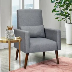 2-in-1 Fabric Upholstered Rocking Chair Nursery Armchair With Pillow Dark Grey -Furniture Store GUEST 23794c69 e26b 424a 8961 830369a3fe55