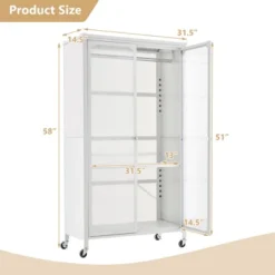 Costway Storage Wardrobe Cabinet Mobile Armoire Closet With Hanging Rod & Adjustable Shelf -Furniture Store GUEST 237a8687 c52f 4ad2 b06a e98c76fee592