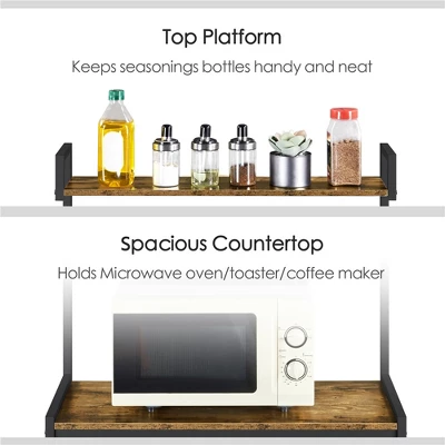 Yaheetech 5-Tier 56" H Baker’s Rack With Wire Basket & Power Outlets, Rustic Brown 9 Yaheetech 5-Tier 56" H Baker’s Rack With Wire Basket & Power Outlets, Rustic Brown - Image 7