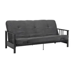 Full Harlow Metal Arm Futon Black/Gray - Room & Joy