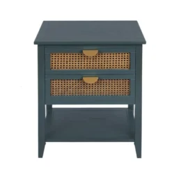 Archie 28.35"H X 15.75"D X 22.05"W Ash Wood Veneer 2 Drawer With Naturel Rattan And Pine Legs Nightstand With Storage - The Pop Maison -Furniture Store GUEST 25f410b8 49c0 4da1 8f7a 5f781c1eba93