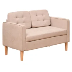 HOMCOM Modern 2-Seater Loveseat Button-Tufted Fabric Couch With Storage Chest, Cushions And Rubberwood Legs For Living Room -Furniture Store GUEST 26792b1e c395 426b 807d cdbaea6ccd42