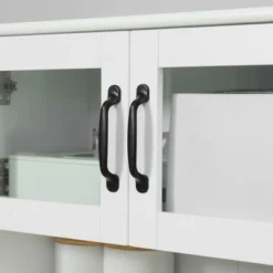 HOMCOM Freestanding Kitchen Pantry, 4-Door Buffet Cabinet With Hutch, Coffee Bar With Adjustable Shelves, 63.5 Inches, White -Furniture Store GUEST 280f6d6f 7549 46dc 9872 58e221f9506c