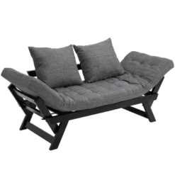 HOMCOM Single Person 3 Position Convertible Chaise Lounger Sofa Bed With 2 Large Pillows And Oak Frame -Furniture Store GUEST 28ad0994 ced0 4988 a3bb e264d0b6b204