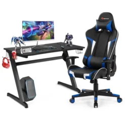 Costway Z-Shaped Racing Style Desk & Massage Gaming Chair Set For Home Office -Furniture Store GUEST 299f8e86 beb4 43fc b482 1679ac9a917d